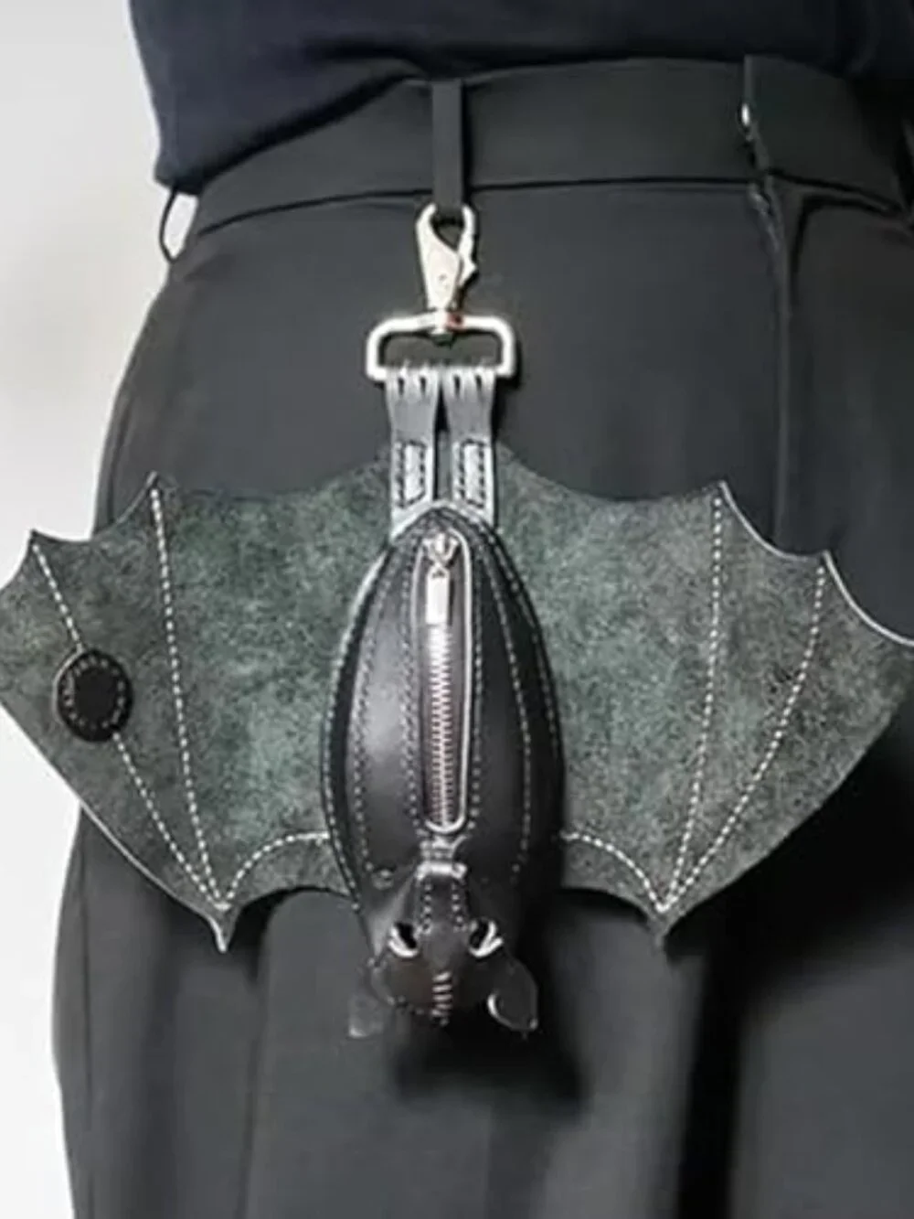 Leather Bat Coin Purse Gothic Wallet Handmade Bag Charm